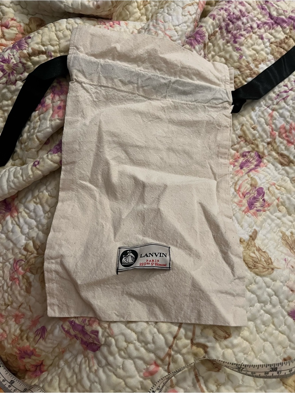 Lanvin Cream Dust Bag with Black and Red Logo